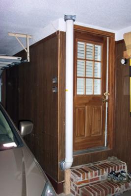 Out and up through garage