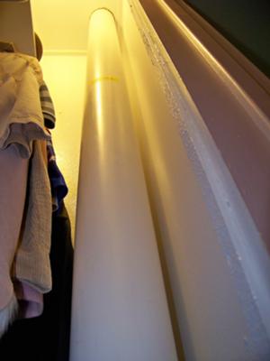 Noise is very manageable through pipe tucked in front corner of closet.